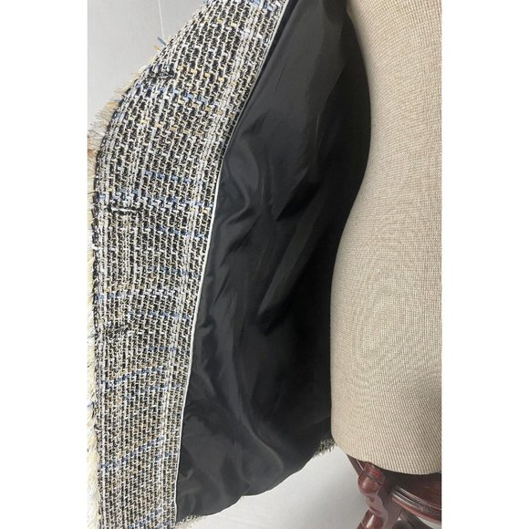KARL LAGERFELD Size 10 Tweed Pattern LONG Peacoat Jacket Blazer - Picture 15 of 16